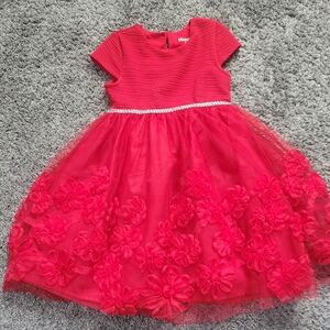 Nannette Vibrant Red Floral Kids Dress Size 4T Tulle & Sparkle NWOT